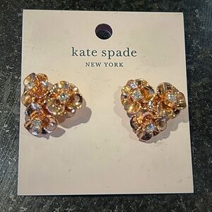 Kate Spade New York Gold-Tone Spade Floral Crystal Stud Earrings – NWT